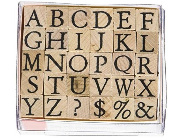 Artemio Postzegels Set Alfabet Hoofdletter-1cm, Hout, Klein