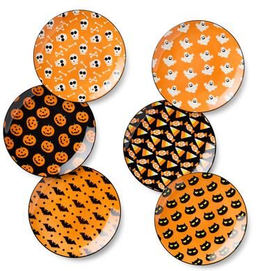 "Certified International Halloween Pad Print Salad Plate 8.75in - 8.75"" W x 8.75"" D x 1"" H"