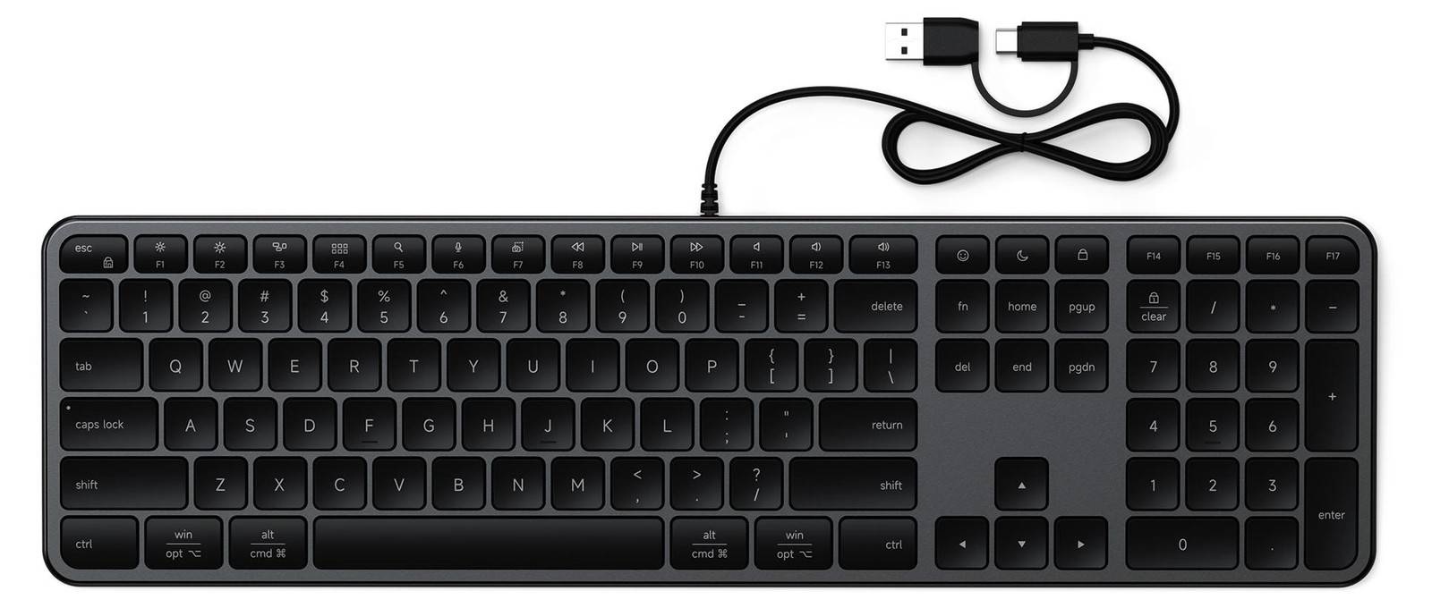 Satechi Slim LX3 Bekabeld Toetsenbord met Numeriek Toetsenblok, Zwart