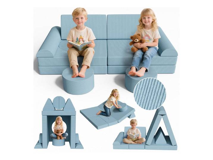 TLGREEN Kindersofa Spielsofa Cord, 15-Teiliges Modulare Kinderspielcouch, Kindersofa-Bausteine, Spielsofa für Kinder, kreatives Spielen für Kuschelecke im Kinderzimmer