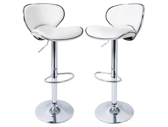 Tabouret de bar lot de 2 en similicuir avec siège bien rembourré tabourets réglable Blanc