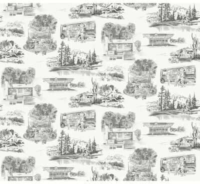York Wallcoverings Modern Vista Toile Black Wallpaper
