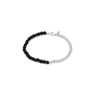 Armkette KUZZOI "Armband Panzerkette Lava Schwarz 925 Sterling Silber" Gr. 19, silber, Armbänder, Herren, 19, Silber 925 (Sterlingsilber), Armkette