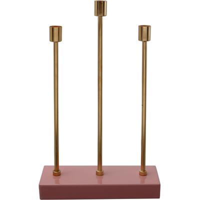 Kerzenständer KAYOOM "Kerzenhalter Art Deco 325", rosa (rosa, goldfarben), B:9cm H:39,5cm T:26cm Ø:0cm, Metall, Kerzenhalter