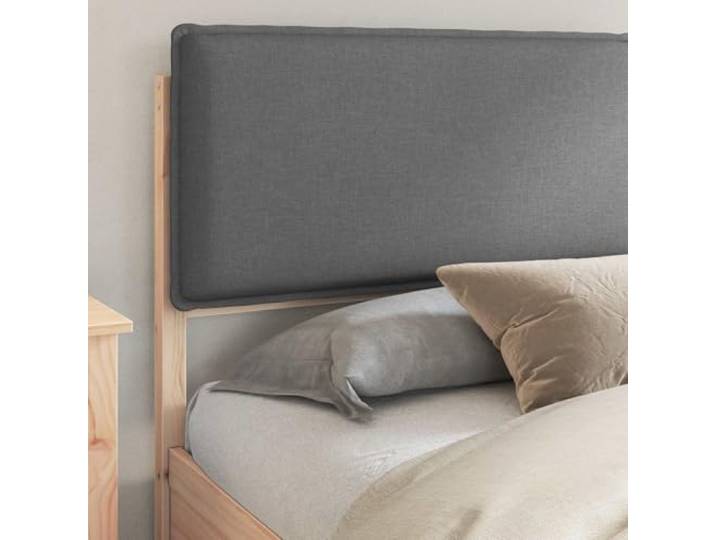 KTHLBRH Holzbett Kiefer dunkelgrau 200 x 200 cm Gepolstertes Kopfteil, Lattenrost, kein Boxspring, einfache Montage