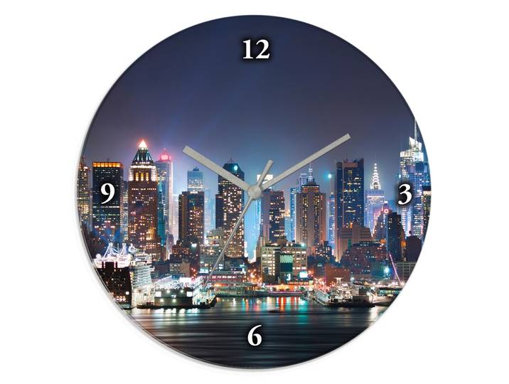 Wanduhr ARTLAND New York City Times Square , blau, T:1,8cm, Wanduhren, Wanduhr, wahlweise mit Quarz- oder Funkuhrwerk, lautlos ohne Tickgeräusche
