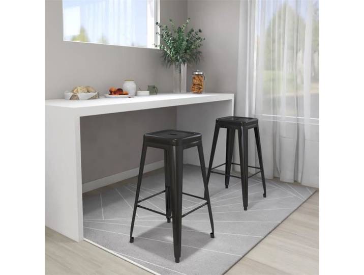 Tabourets de bar - EBTOOLS - Noir - Métal - Empilables - Lot de 2