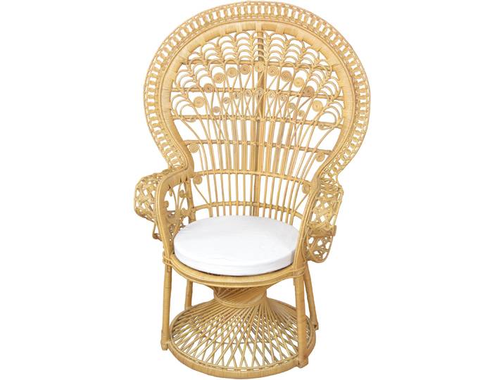 Rattanstuhl, beige (gestell natur), HOFMANN LIVING AND MORE, Stühle, Rattanstuhl, mit Kissenauflage
