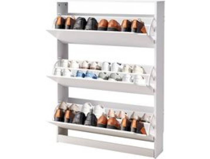 VEVOR Schuhschrank mit 3 Klappen, platzsparender Schuhkipper, freistehender Schuhregal-Organizer für den Eingang Flur Wohnzimmer Veranda, modernes Schuhregal 800 x 220 x 1165 mm Weiß