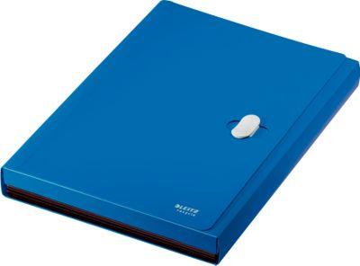 Leitz® Dokumentenmappe Recycle, A4, bis 250 Blatt, 5 Fächer & Ablagefach, blickdicht, Blauer Engel, Kunststoff, blau
