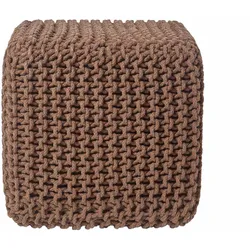 STRICK-POUF braun, Sitzwürfel 35/35/35 cm