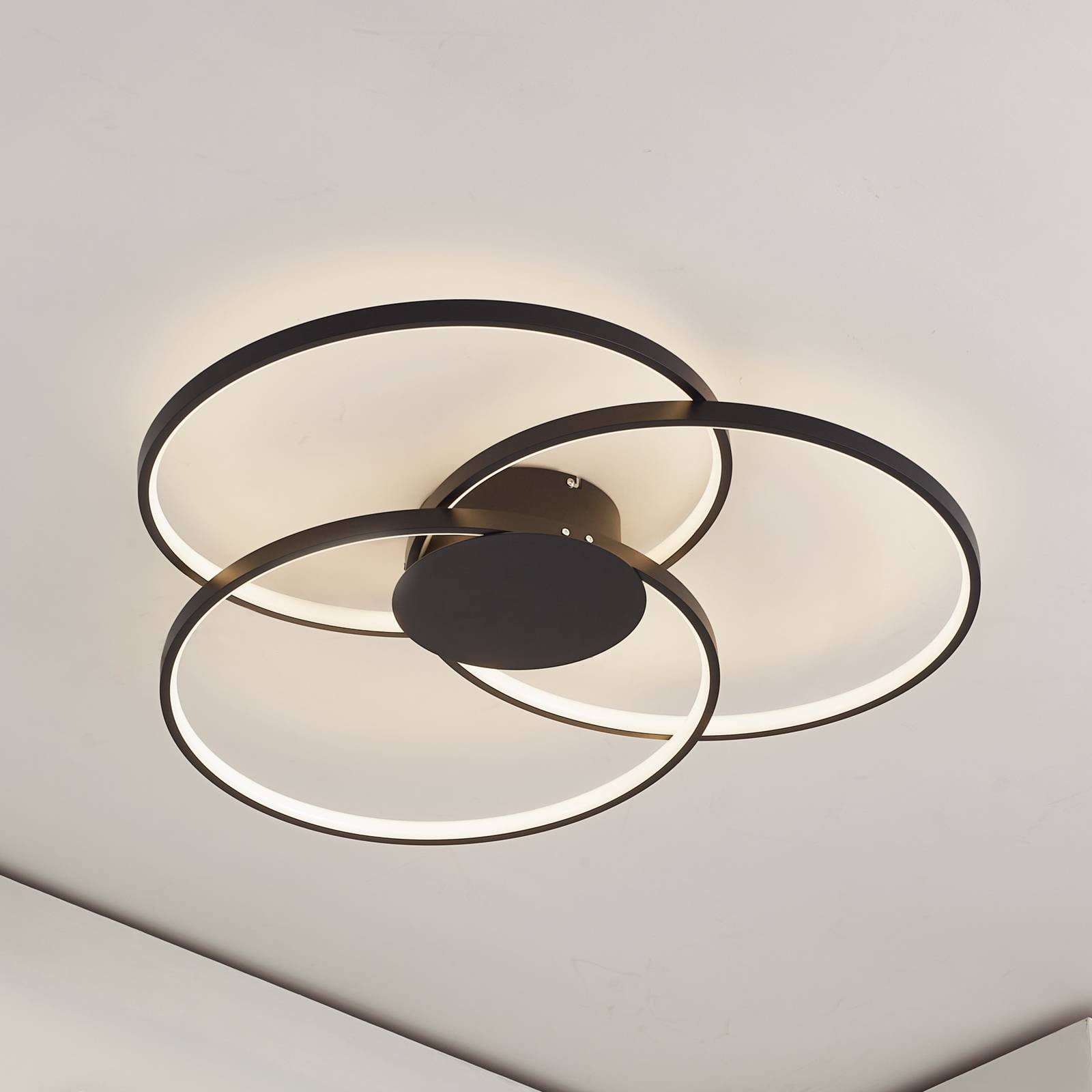 LED Deckenlampe Riley Lindby, dimmbar, schwarz, für Wohn- / Esszimmer, Aluminium, Modern, LED Deckenleuchte