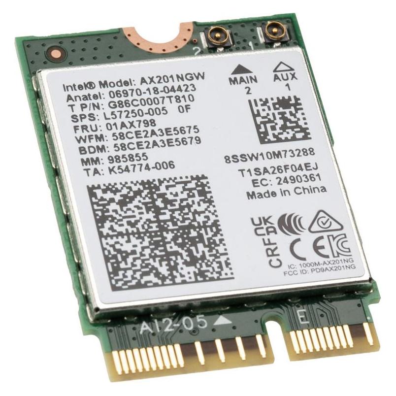 Intel WLA/Wi-Fi 6 AX201 2230 2x2 AX+BT No vPro (AX201.NGWG.NV)