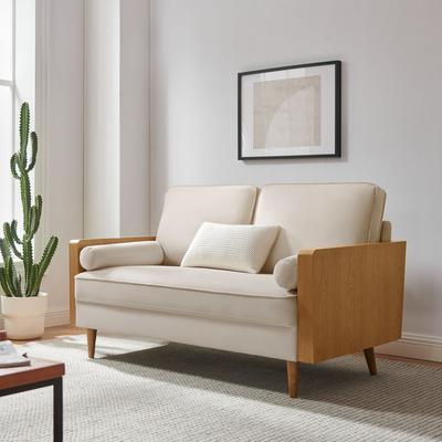 Modway Kellan Performance Velvet Loveseat in Walnut Alabaster