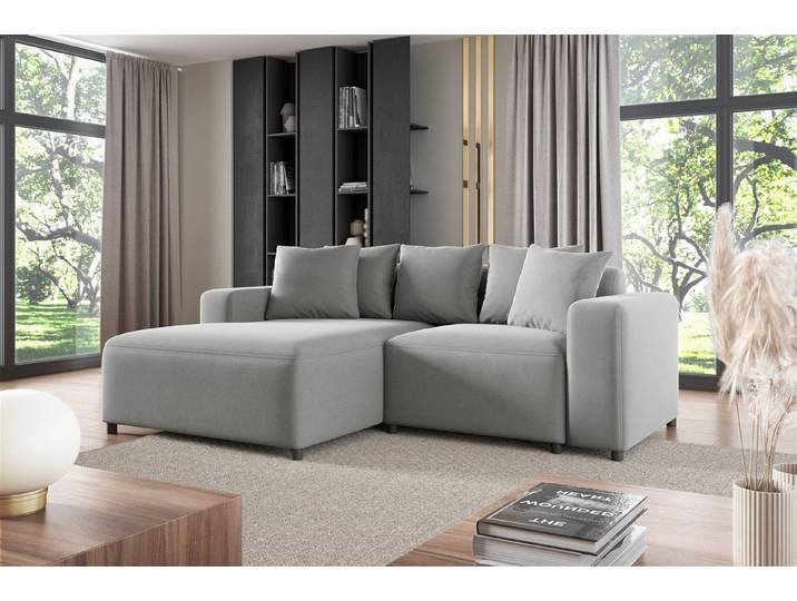 Fun Möbel Ecksofa Designersofa MEGAN XS Velourstoff Salvador, ink. 5 Zierkissen, Rundumbezug