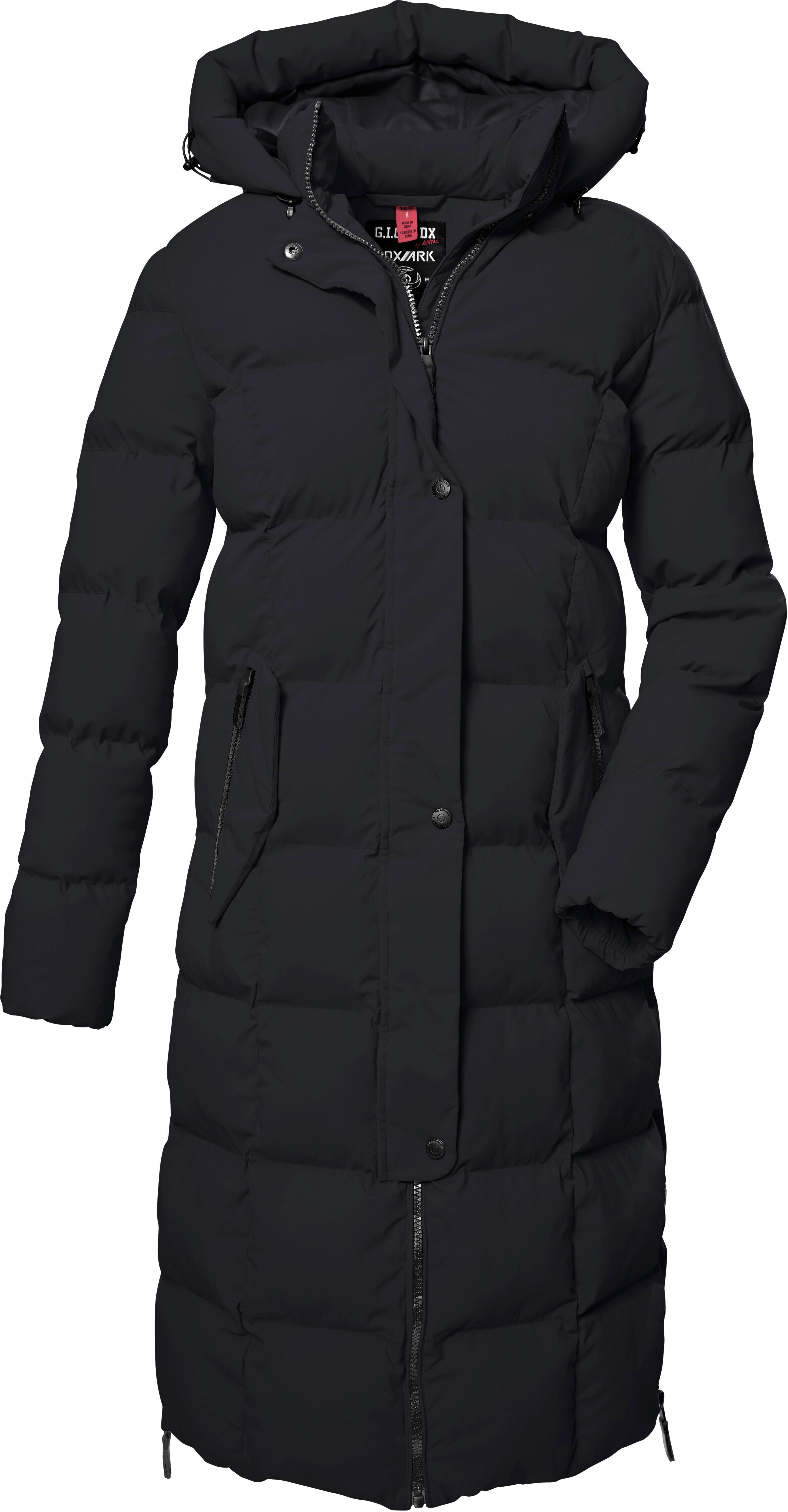 Steppmantel "GW 2 WMN QLTD CT", Damen, Gr. 40, schwarz, Oberstoff: 100% Polyester, Futter: 100% Polyester (recycelt), Wattierung: 100% Polyester (recycelt), G.I.G.A. DX BY KILLTEC, Mäntel Steppmantel, Winddichter, wasserabweisender Steppmantel, atmungsakt