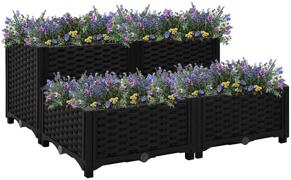 vidaXL Arriate 80x80x38 cm polipropileno Negro