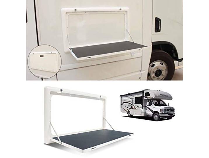 HZGrille Klappbarer Esstisch für Wohnmobile, an der Außenseite Installiert, Zusammenklappbar und Verriegelbar, Zubehör Mit Lichtdesign