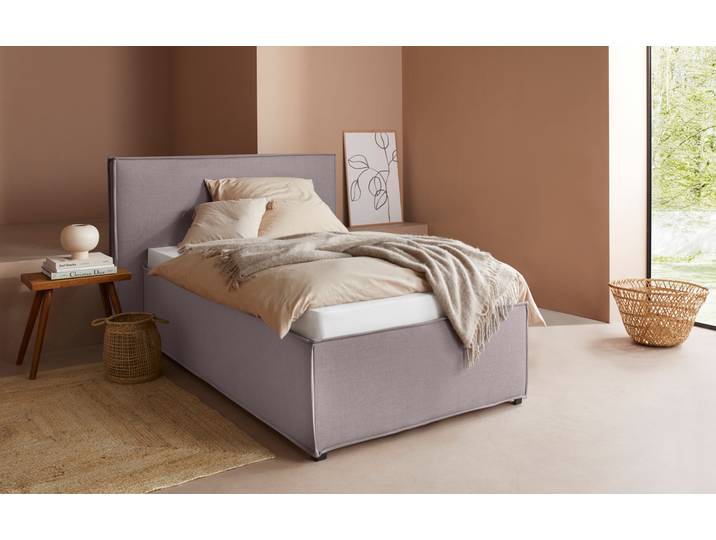Polsterbett, Grau, 133x213 cm, 100% Polyester, Ohne Bettkasten, Modern, LeGer