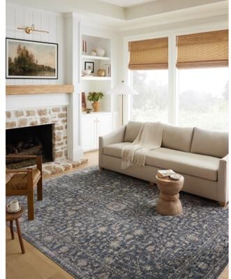 Alexander Home Anniki Persian Botanical Area Rug with Micro Fringe