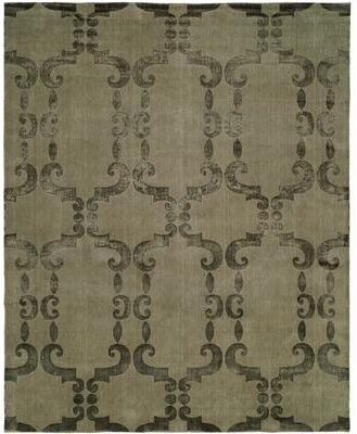 KALATY Modern Grey Hand-Knotted Wool & Viscose Area Rug