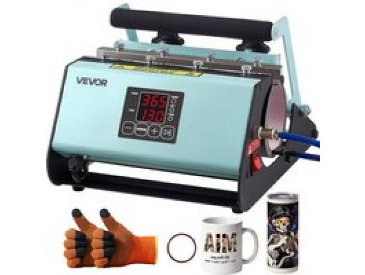 VEVOR Tassenpresse Becherdruckmaschine Mug Sublimationspresse 887ml Grün, inkl. Klebeband & Handschuhen Einfache Temperatur- & Zeiteinstellung für Sublimationsdruck auf Bechern & Tassen