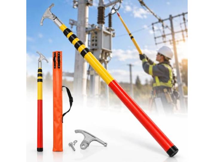 Isolierte Lineman-Stange, Bedienstange For Die Elektrik Drehbarer Haken, Verstärkte Wand, Leicht, For Stromverteilungssysteme(3m/9.8ft/3section)