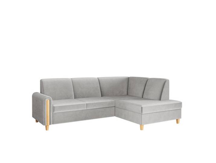 Sepro Meble Ecksofa Hellgrau Flora Hydrophobes Gewebe Rechts, Grau, 236x172 cm, Wohnzimmer, Sofas & Couches, Wohnlandschaften, Ecksofas