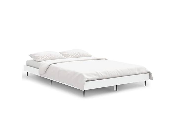 PUGYNBK Bettgestell weiß, 120 x 190 cm, technisches Holz Robuste Metallbeine, robuste Lamellen, ohne Kopfteil, stabil und langlebig