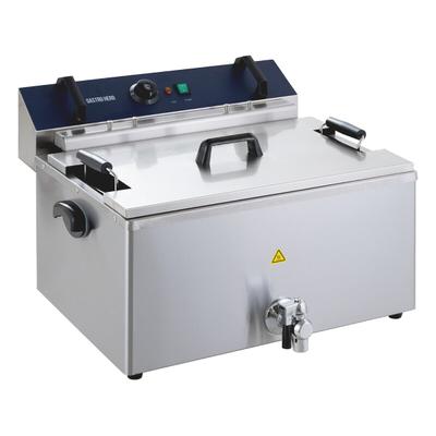 GastroHero Elektro Backwaren Fritteuse 20,4 Liter 5 kW Edelstahl Gastro Fritteuse mit Ablasshahn Profi Fritteuse Gastronomie 400 V