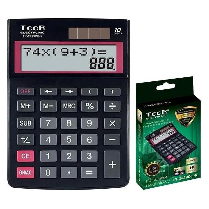 Toor Electronic Toor Elektroninis skaičiuotuvas 10 padėčių dviejų eilučių skaičiuotuvas. (TR-2429DB-K TOOR) (Batteriebetrieb, Solarenergie) (364832)
