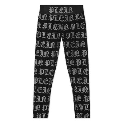 Jogginghose PHILIPP PLEIN "Gothic Plein Verziert", Damen, Gr. 14, weite Kindergrößen, schwarz (02, schwarz), Stoff: 5% Elasthan, 95% Baumwolle. Besatz: 100% Glasfaser, Hosen Jogginghose