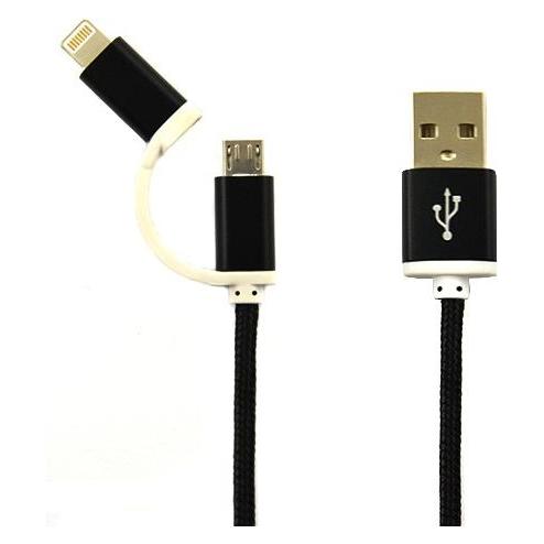 Vega Economy Usb-Kabel Nylon Schwarz Lightning + Micro USB 2in1 (USB 3.2 Gen 1) (37441371)