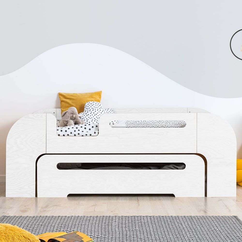 Petits meubles Lit 70x140 entrée gauche sommier bois blanc Blanc 169x80x73cm