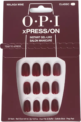 Opi Xpress/On Artificial Nails Iconic Tones 30 Units Malaga Wine