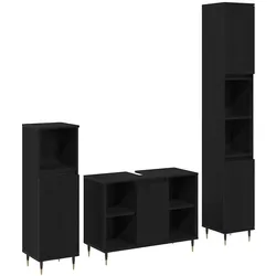 vidaXL Badezimmermöbel Set 3 pcs Schwarze Eiche 30 x 30 x 180 cm