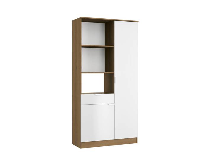 Mid.you Buffet Eden, Weiß, Eiche, 8 Fächer, 1 Schublade(n) Schubladen, 100x200x41 cm, Beimöbel erhältlich, Küchen, Küchenmöbel, Buffetschränke