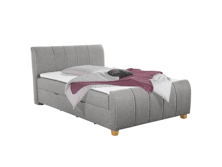 Lit Noble County 180 x 200cm Tissu/Tissu structuré Gris/Gris lumineux Chêne