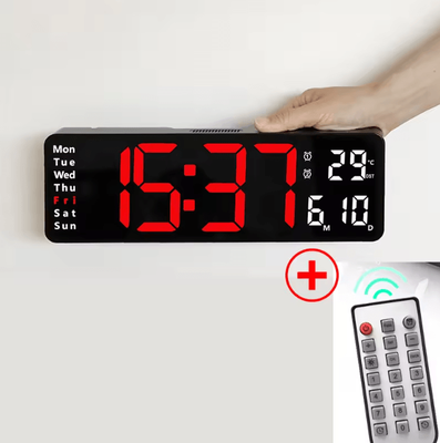 Inspire Curations 10 Inch Smart LED Digital Wall Clock Minimalist Calendar & Temperature Display gray