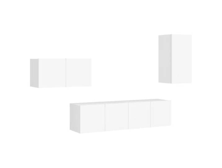 Helloshop26 Möbel-Set Schrank Buffet TV Wohnzimmer Schlafzimmer Wohnzimmer 4-teilig Holz Technik Weiß 02_0024651