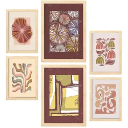 POSTER Set Mit 6 Drucken Mit Bürgersteig In Der Sammlung Ethnischer Stil A3 & A4 Rahmen Aus Hellem Holz