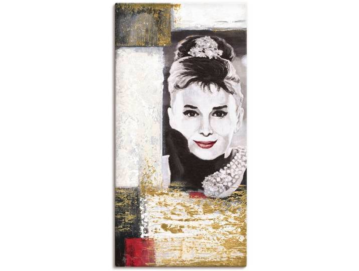 Leinwandbild ARTLAND Hollywood Legenden VI - Audrey Hepburn , gelb (farbe bild(er): gelb), B:30cm H:60cm, Bilder, Leinwandbild, auf Holzrahmen gespannt