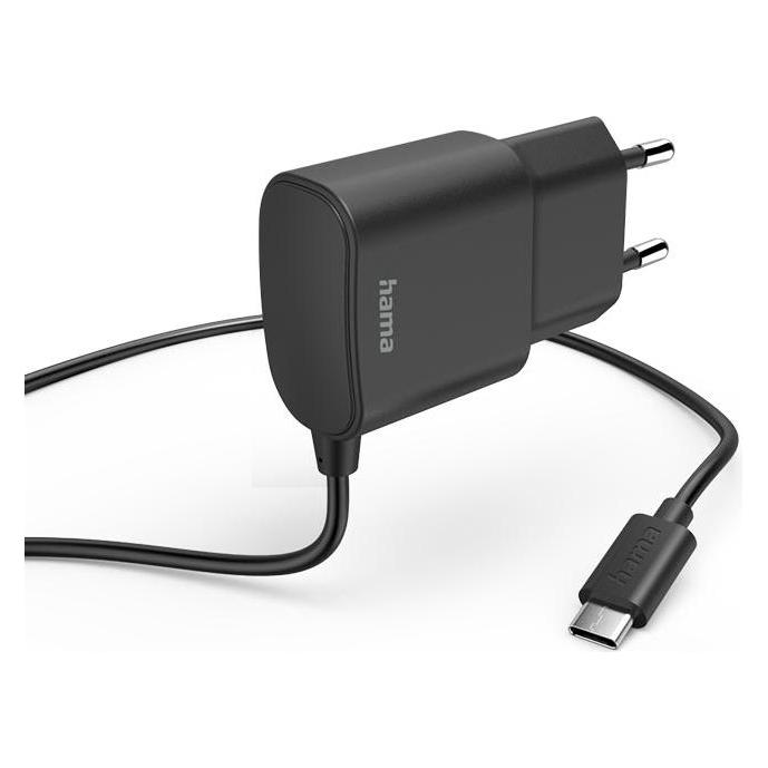 Hama Ladegerät mit USB-C-Anschluss, 12 W, 1,0 m, Schwarz (12 W, 1 Port) (00201618)
