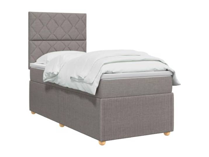 vidaXL LED Boxspringbett mit Matratze Taupe 80 x 200 cm Stoff LED-Beleuchtung für modernen Charme, Verstellhöhe des Kopfteil, Taschenfederkernmatratze für Anpassung