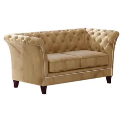 CHESTERFIELD-SOFA 2-Sitzer Fusion Beige Samt