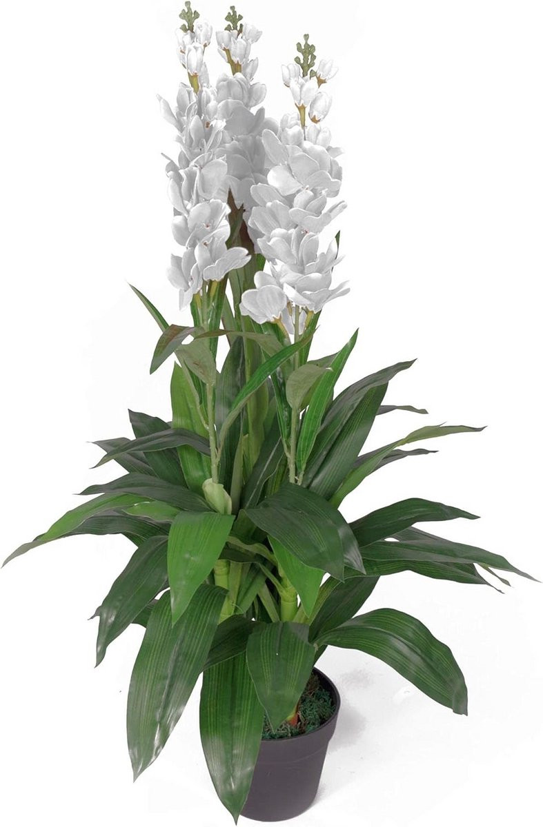 Grote Kunst Orchidee Wit - Realistische Zijden Bloemen - 100 cm