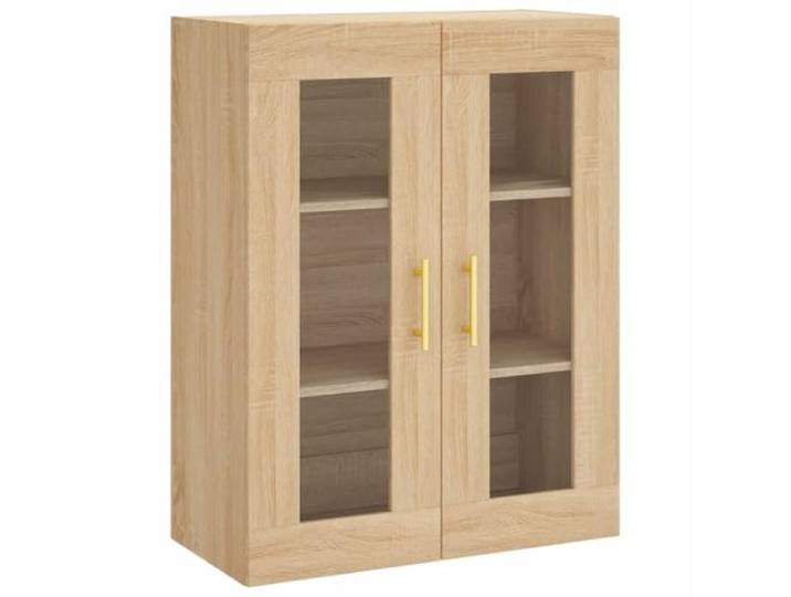 Wandschrank Sonoma-Eiche 69,5x34x90 cm Holzwerkstoff Hängeschrank Glastüren, Staubschutz, Wandmontage, viel Stauraum, Sideboard-Erweiterung, robust