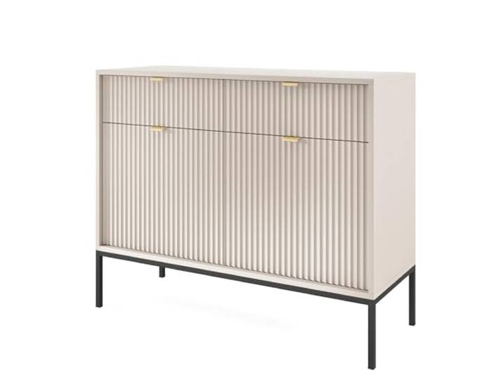 Kommode NANAIMO KSZ104 H2 R2 Kaschmir 104x83x39 cm Kommode NANAIMO KSZ104 - Kaschmir - Goldene Griffe - 2 Schubladen - Breite 104 cm, Höhe 83 cm, Tiefe 39 cm