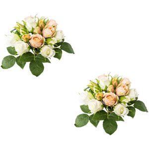 Creativ-green Kunstblume Rosenbouquet, altrosa, Höhe 29 cm, 2 Stück
