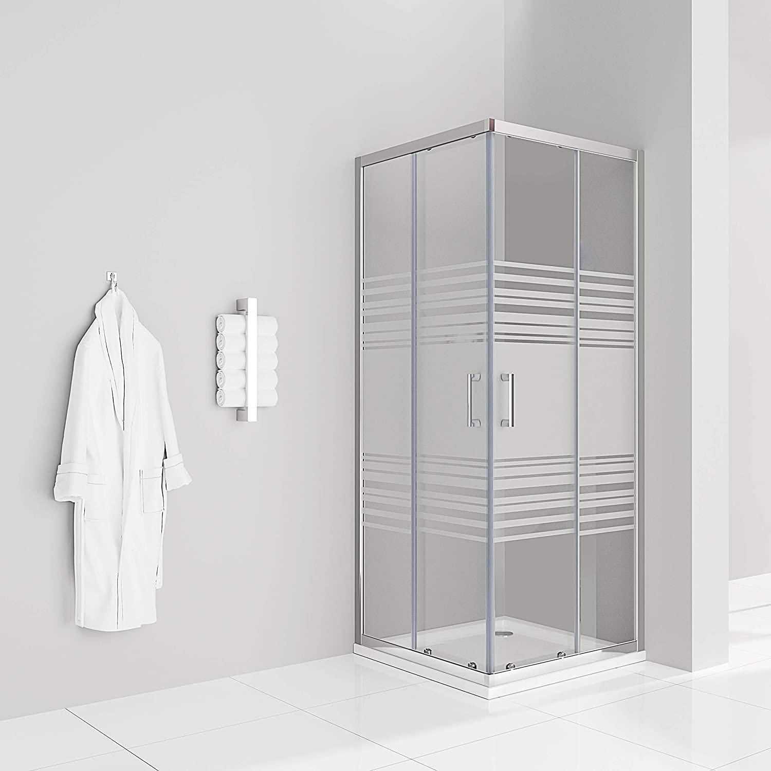 i-flair Schiebetür Duschkabine 100x100x190 cm aus teilsatiniertem 6 mm Sicherheitsglas - DK77